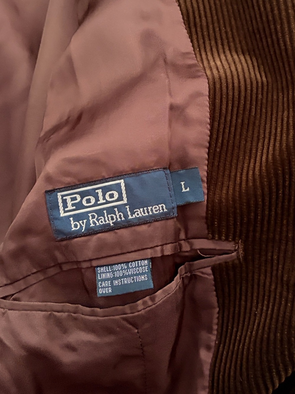 Polo Ralph Lauren Vintage Brown Corduroy 100% Cotton Sport Coat Blazer Large - Picture 15 of 16